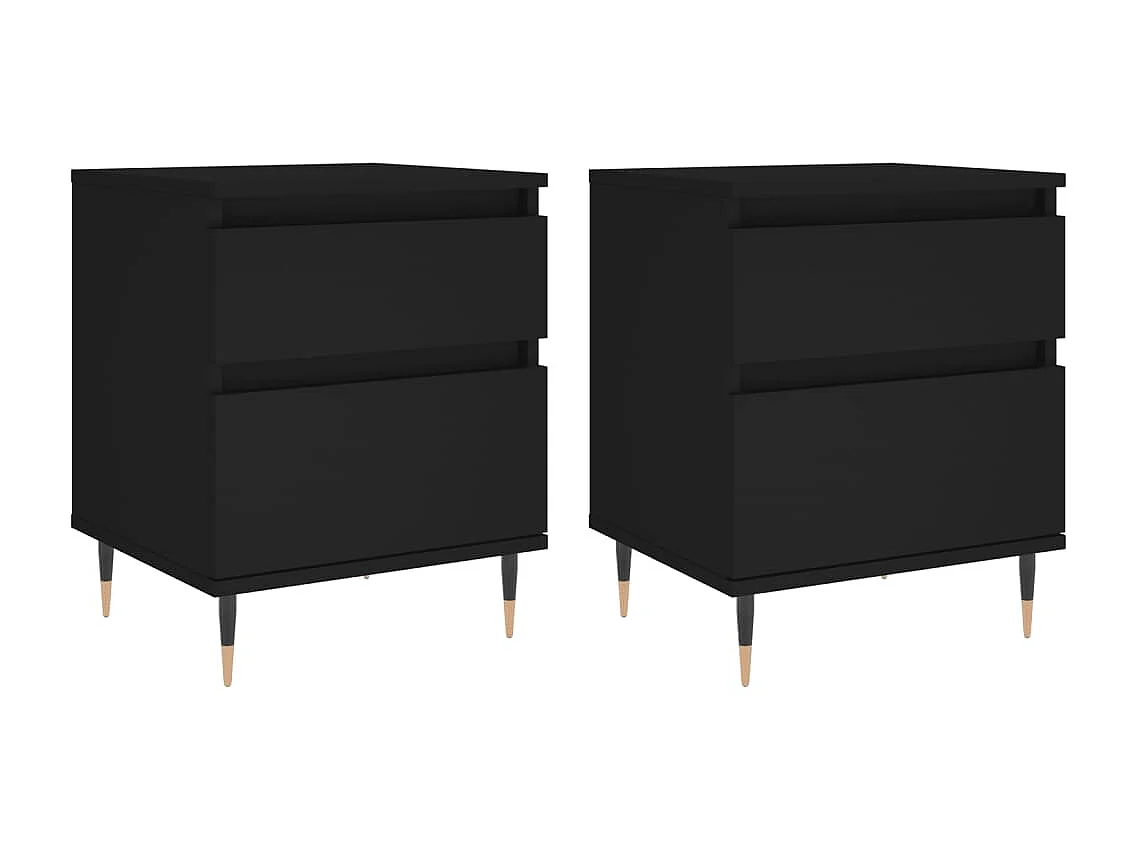 Lot de 2 Tables de chevet noir 40x35x50 cm bois d’ingénierie WVGQ4246