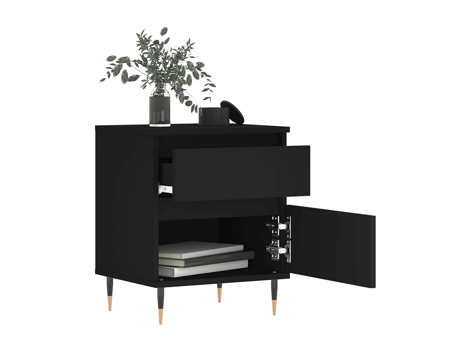 Lot de 2 Tables de chevet noir 40x35x50 cm bois d’ingénierie WVGQ4246