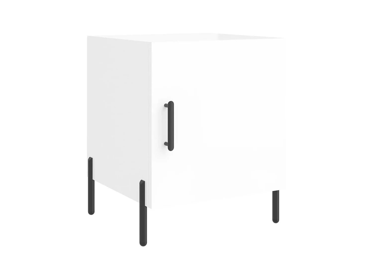 Lote de 2 Mesitas de noche madera ingeniería blanco brillo 40x40x50 cm ES24964