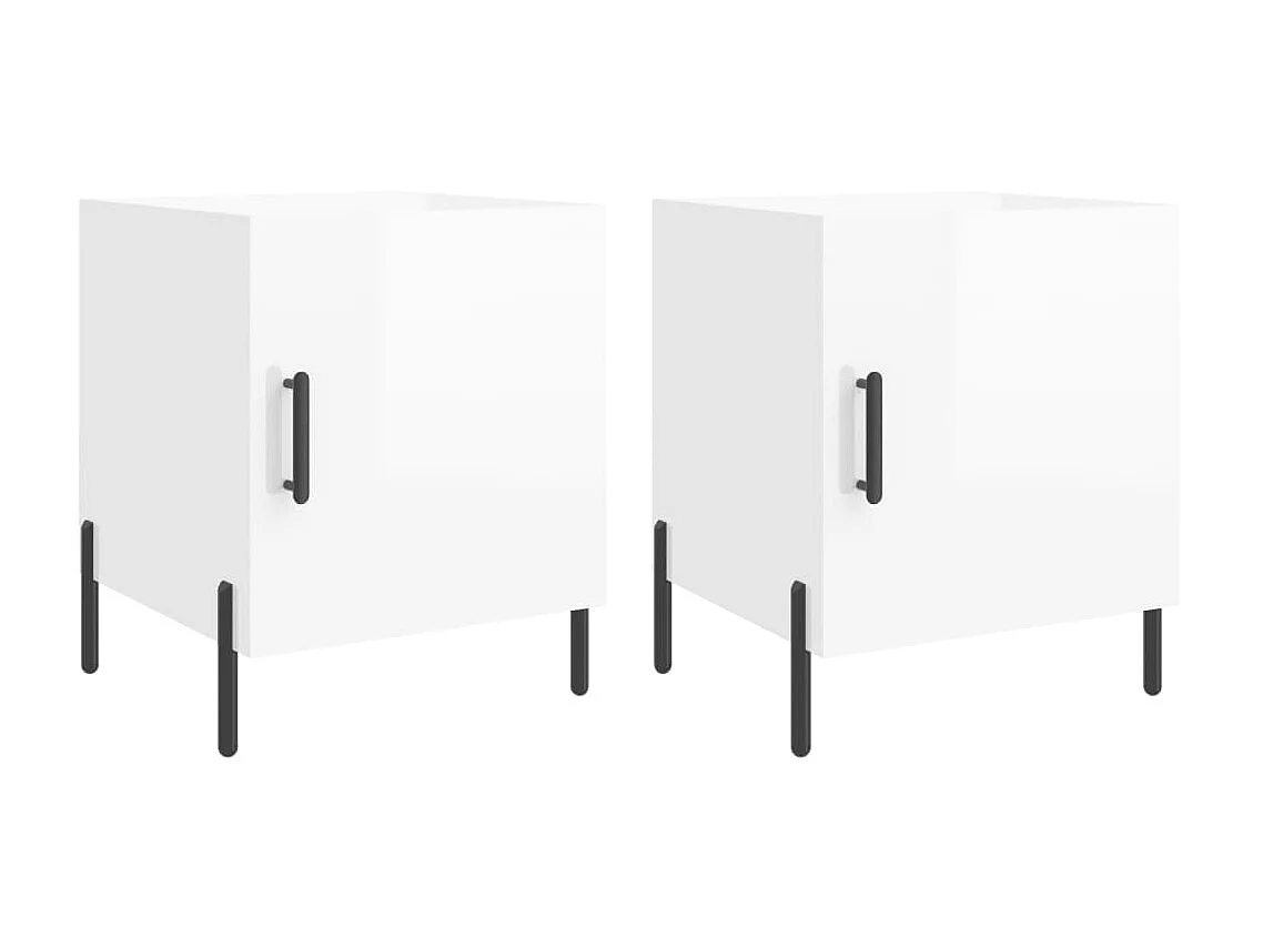 Lot de 2 Tables de chevet blanc brillant 40x40x50 cm WVGQ2303