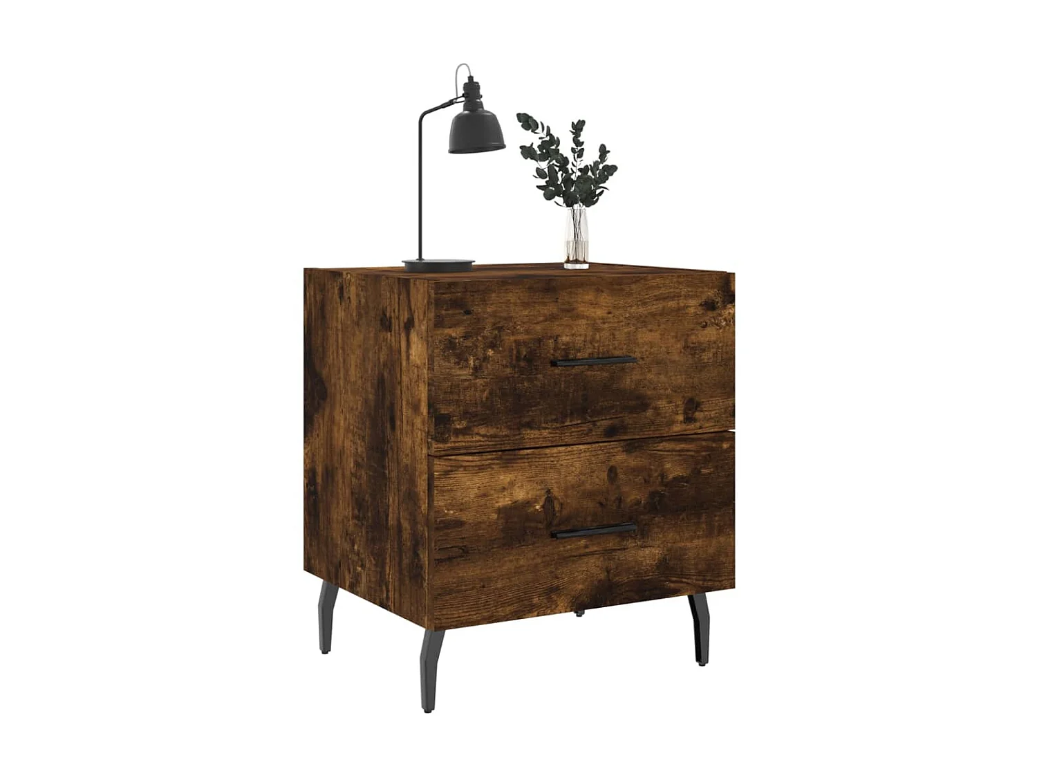 Lot de 2 Tables de chevet chêne fumé 40x35x47,5cm bois d’ingénierie WVGQ6738