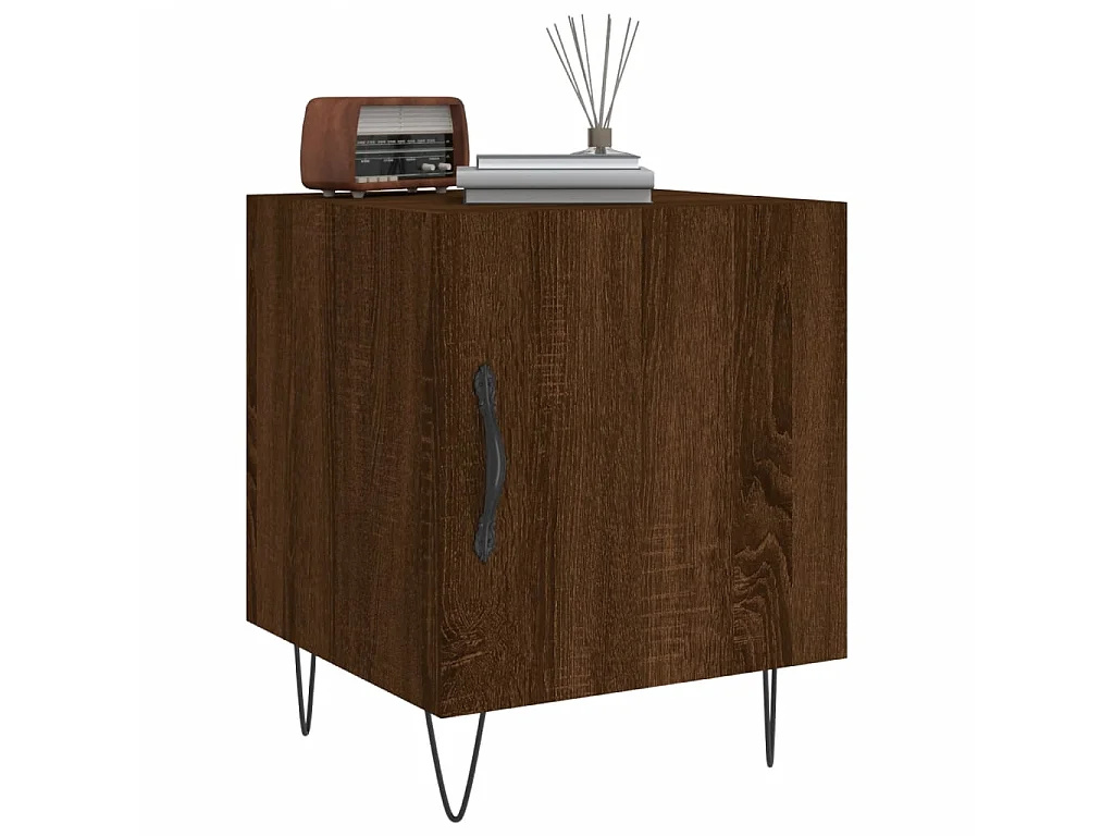 Lot de 2 Tables de chevet chêne marron 40x40x50cm bois d'ingénierie WVGQ4969