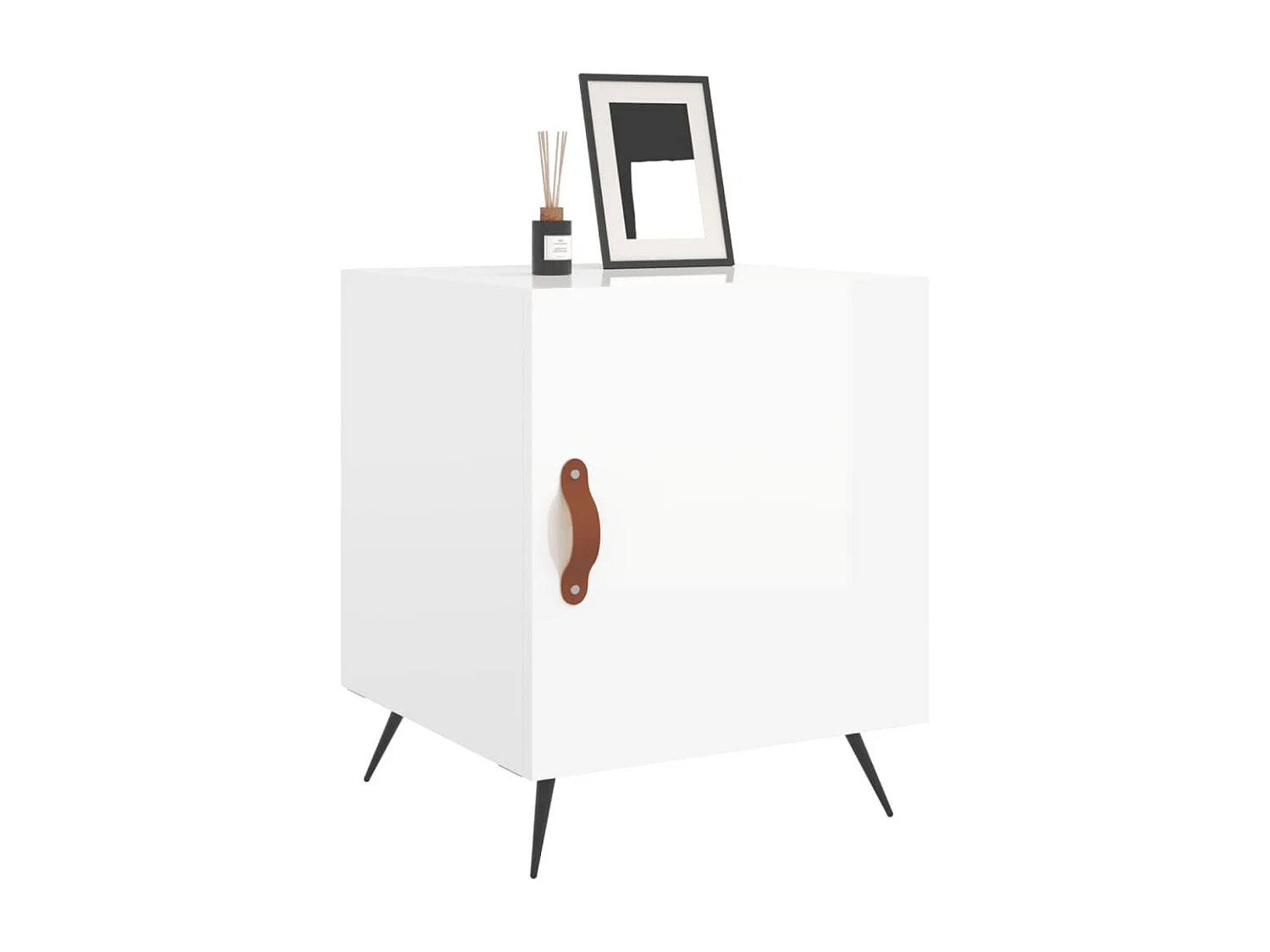 Mesa cabeceira 2pcs 40x40x50cm deriv. madeira branco brilhante PT23637