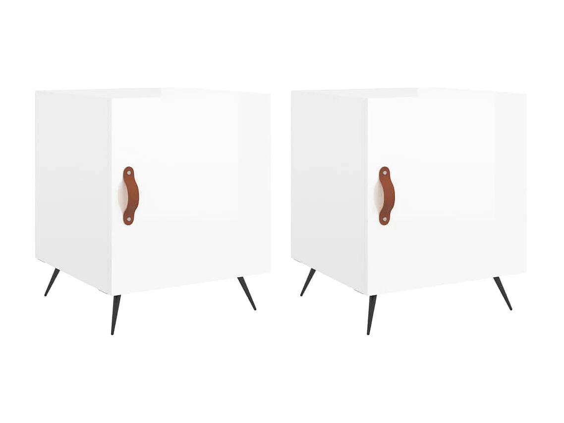 Nachtkastjes 2 st 40x40x50 cm bewerkt hout hoogglans wit NL19452