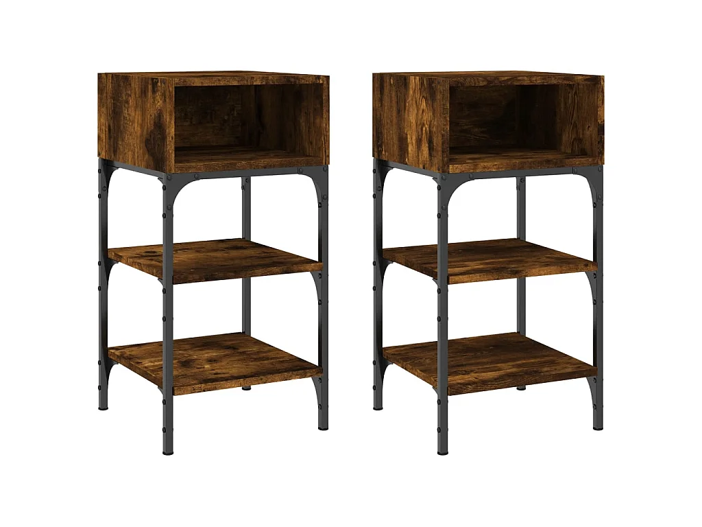 Lot de 2 Tables de chevet chêne fumé 35x34,5x70 c bois d’ingénierie WVGQ2878