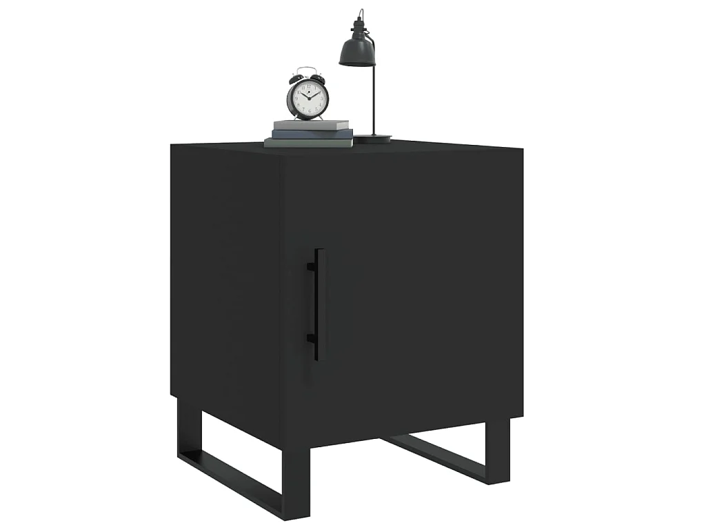 Lote de 2 Mesitas de noche madera de ingeniería negro 40x40x50 cm ES84420