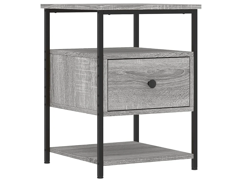 Lote de 2 Mesitas de noche madera ingeniería gris Sonoma 40x42x56 cm ES95762