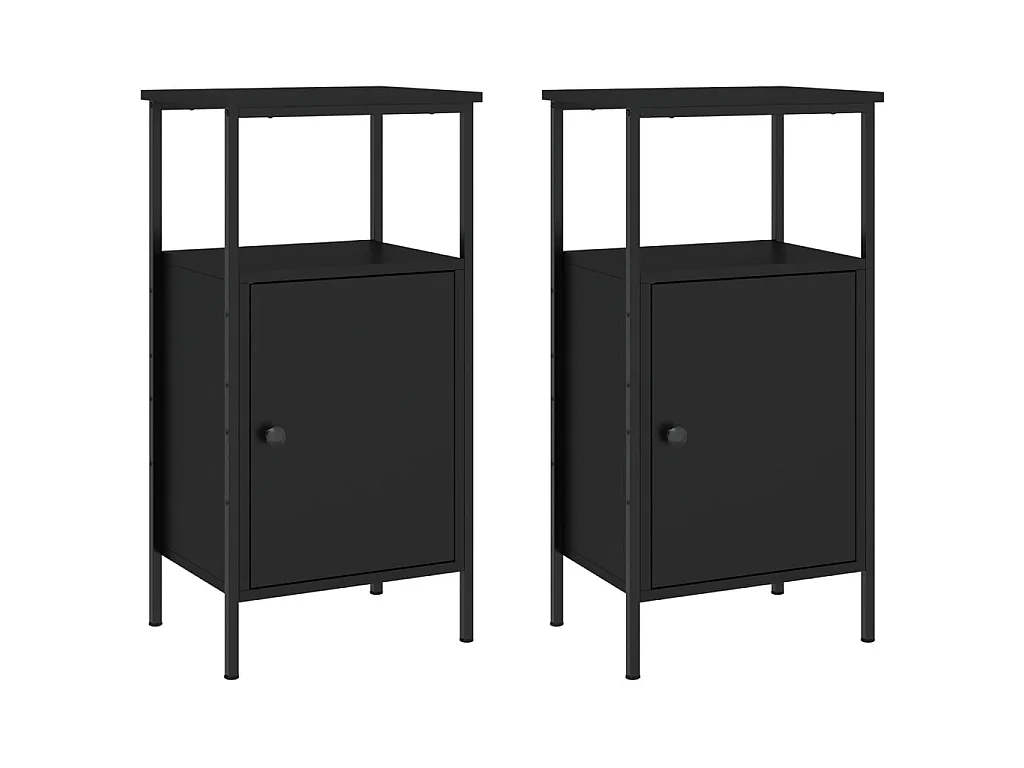 Nachtkastjes 2 st 41x31x80 cm bewerkt hout zwart NL19010