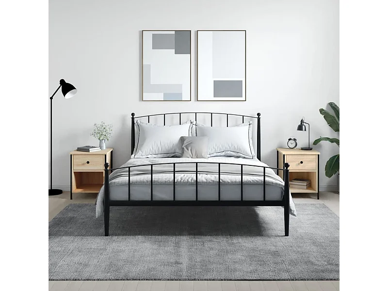 Lote de 2 Mesitas de noche madera ingeniería roble Sonoma 40x42x50 cm ES93901