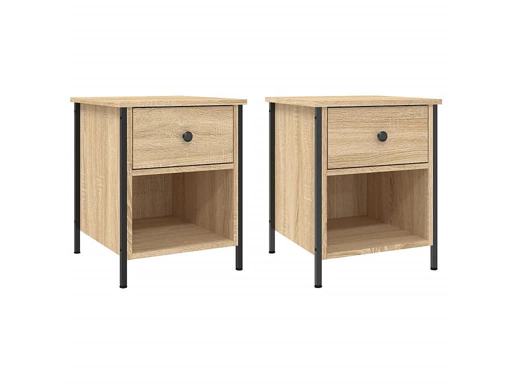 Lot de 2 Tables de chevet chêne sonoma 40x42x50 cm bois ingénierie WVGQ3617
