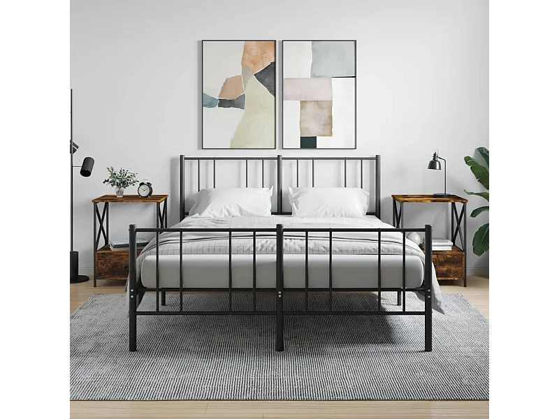 Lote de 2 Mesitas de noche madera ingeniería roble ahumado 50x41x65 cm ES27019