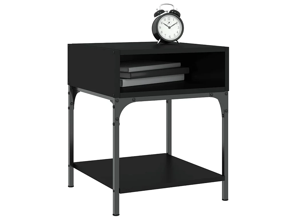 Lot de 2 Tables de chevet noir 40x41x50 cm bois d’ingénierie WVGQ1291