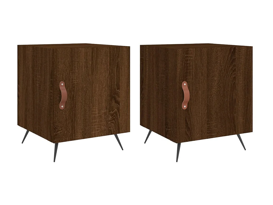 Lot de 2 Tables de chevet chêne marron 40x40x50cm bois d'ingénierie WVGQ5496