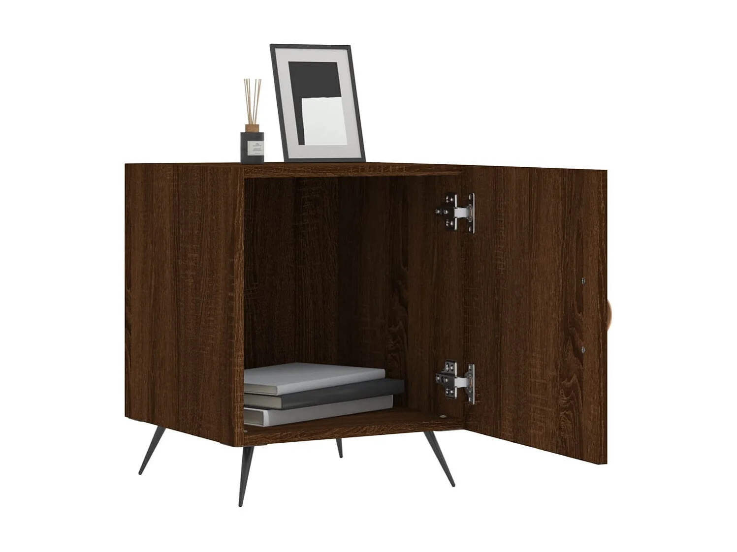 Lot de 2 Tables de chevet chêne marron 40x40x50cm bois d'ingénierie WVGQ5496