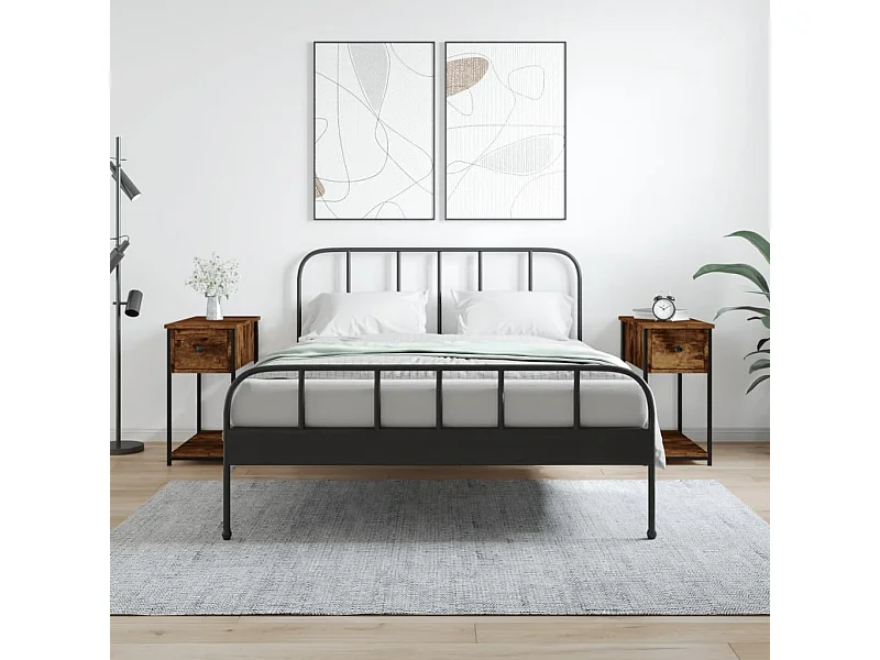 Nachtkastjes 2 st 30x60x60 cm bewerkt hout gerookt eikenkleurig NL91593