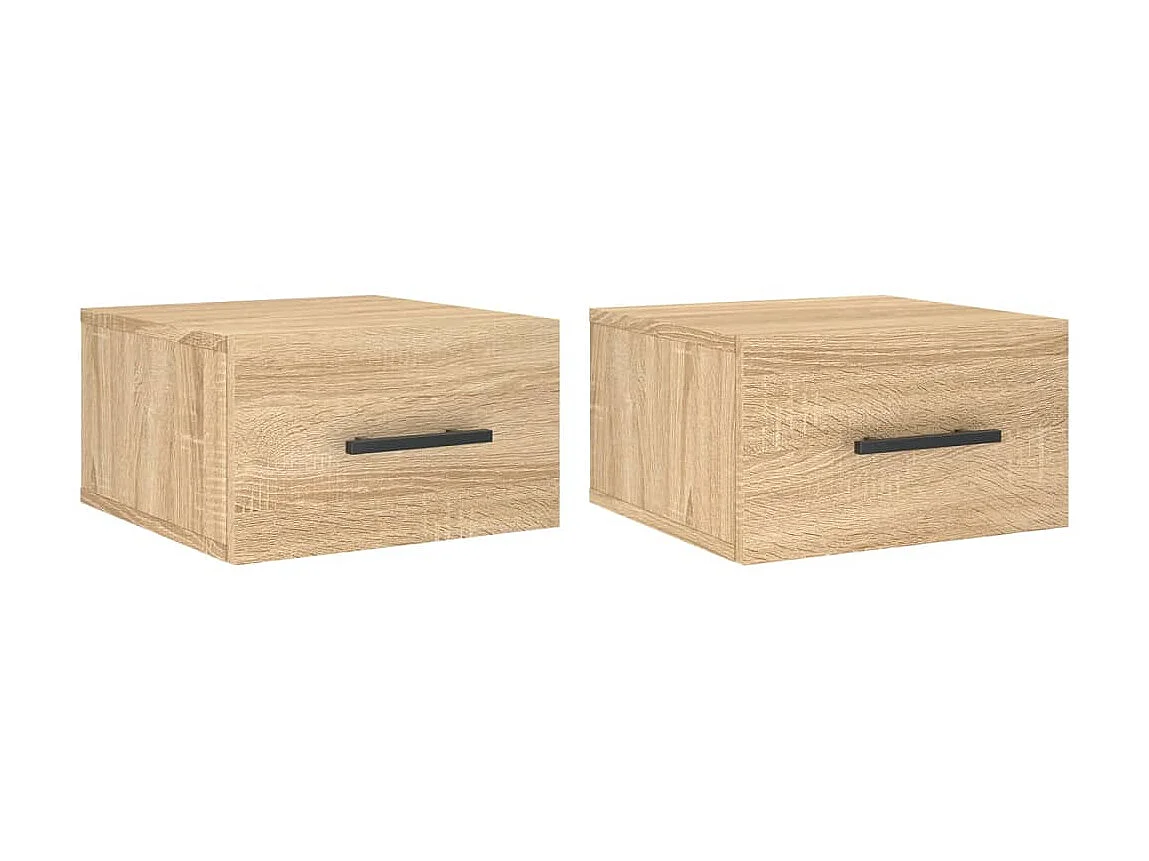Lot de 2 Tables de chevet murales chêne sonoma 35x35x20 cm WVGQ2091