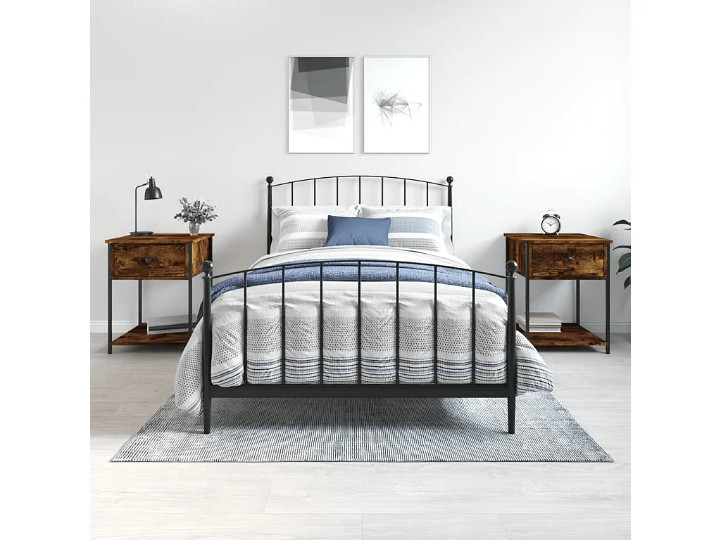 Lote de 2 Mesitas de noche madera ingeniería roble ahumado 44x45x58 cm ES89436