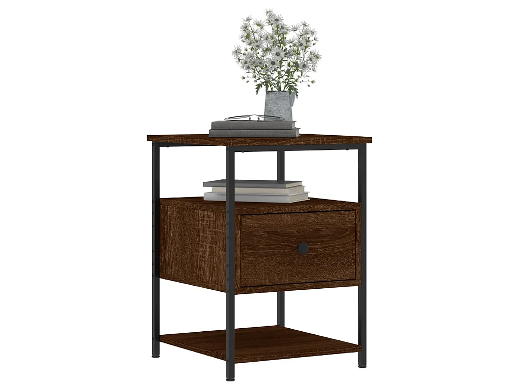 Lot de 2 Tables de chevet chêne marron 40x42x56cm bois d'ingénierie WVGQ1781