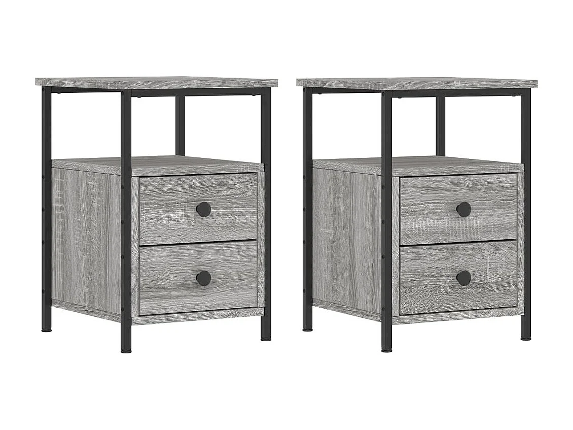 Lot de 2 Tables de chevet sonoma gris 34x35,5x50cm bois ingénierie WVGQ5202