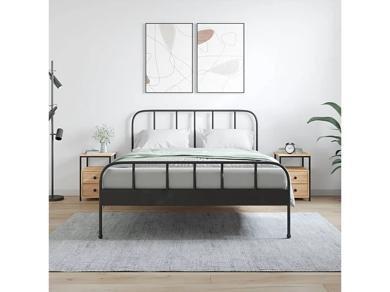 Lote de 2 Mesitas de noche madera ingeniería roble Sonoma 34x35,5x50cm ES43906