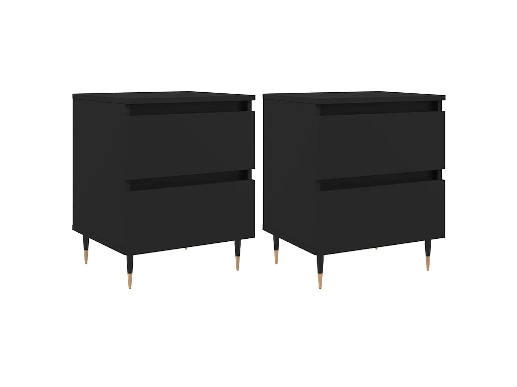 Lot de 2 Tables de chevet noir 40x35x50 cm bois d’ingénierie WVGQ8704