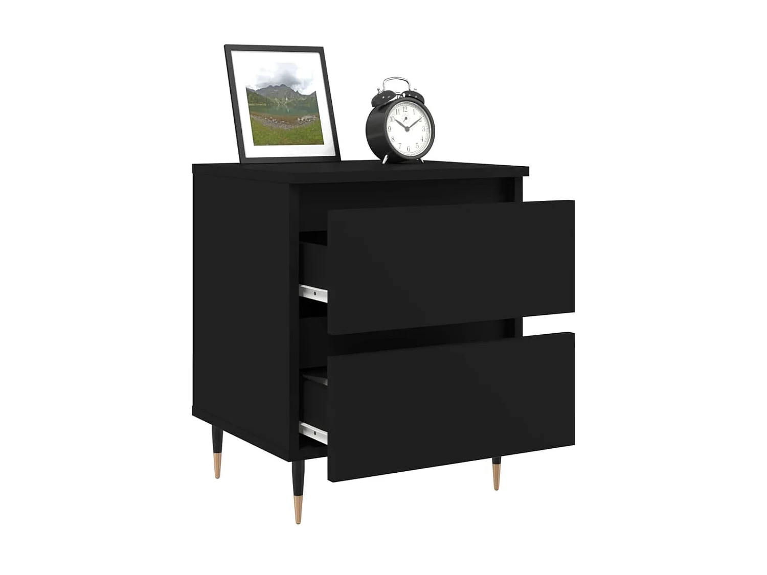 Lot de 2 Tables de chevet noir 40x35x50 cm bois d’ingénierie WVGQ8704