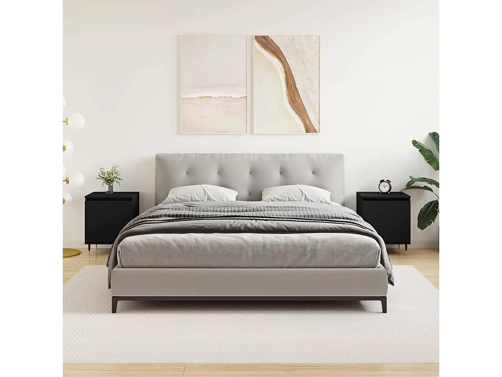 Nachtkastjes 2 st 40x30x50 cm bewerkt hout zwart NL93591