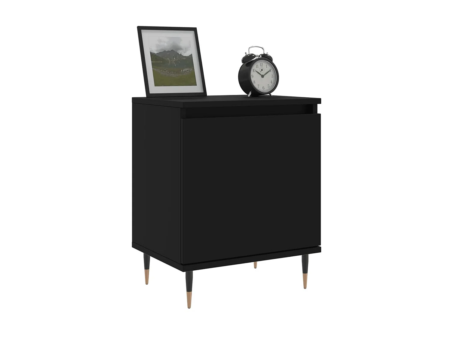 Lot de 2 Tables de chevet noir 40x30x50 cm bois d'ingénierie WVGQ7302