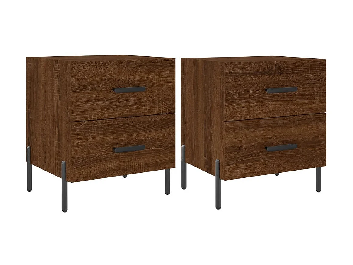Nachtkastjes 2 st 40x35x47,5 cm bewerkt hout bruin eikenkleur NL30530