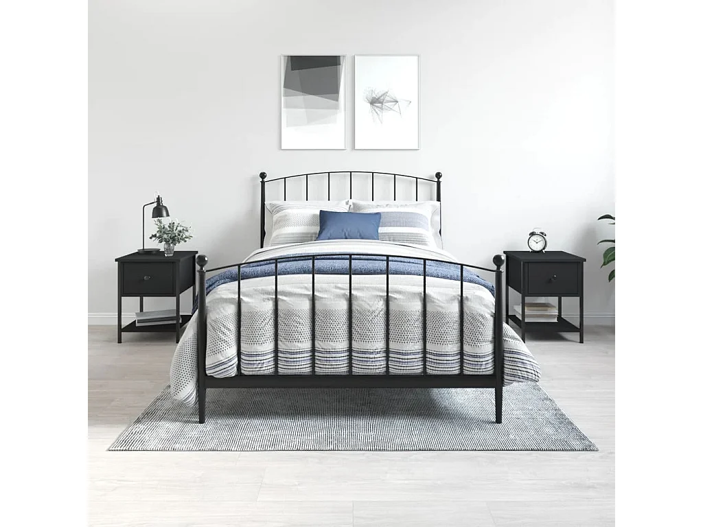 Nachtkastjes 2 st 34x35,5x45 cm bewerkt hout zwart NL44878