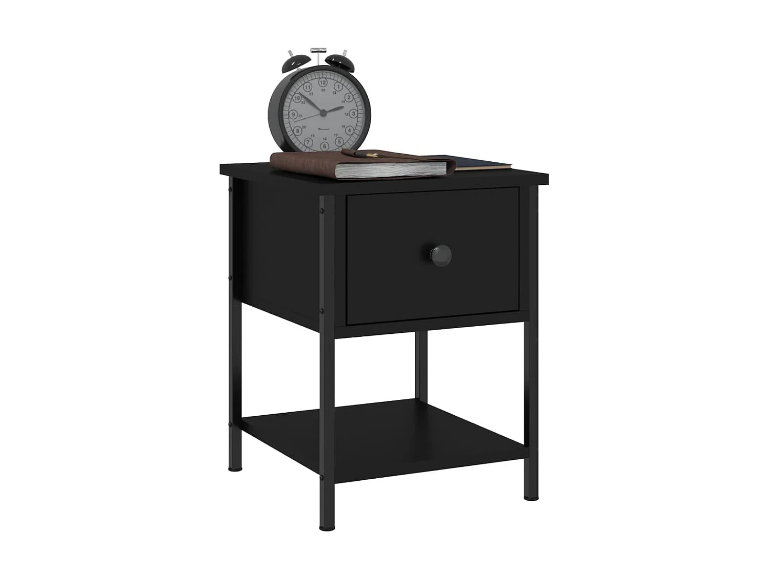 Nachtkastjes 2 st 34x35,5x45 cm bewerkt hout zwart NL44878