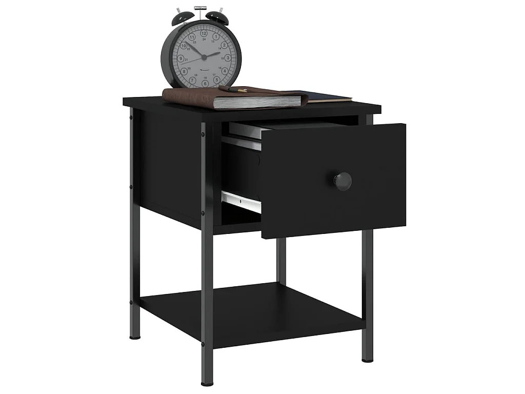 Nachtkastjes 2 st 34x35,5x45 cm bewerkt hout zwart NL44878