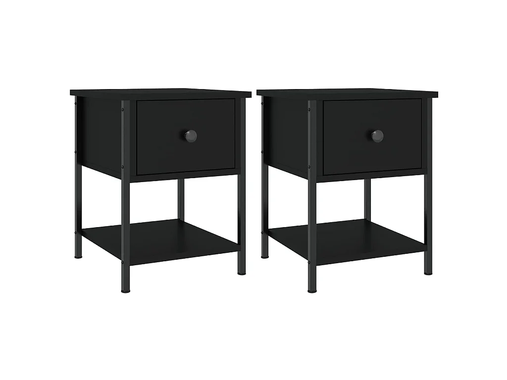 Lot de 2 Tables de chevet noir 34x35,5x45 cm bois d'ingénierie WVGQ4238