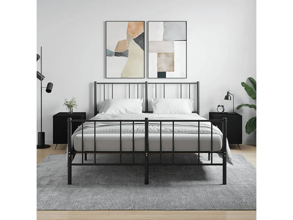 Lote de 2 Mesitas de noche madera de ingeniería negro 40x40x50 cm ES29239