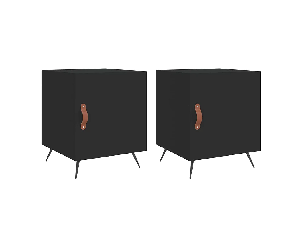 Lote de 2 Mesitas de noche madera de ingeniería negro 40x40x50 cm ES29239