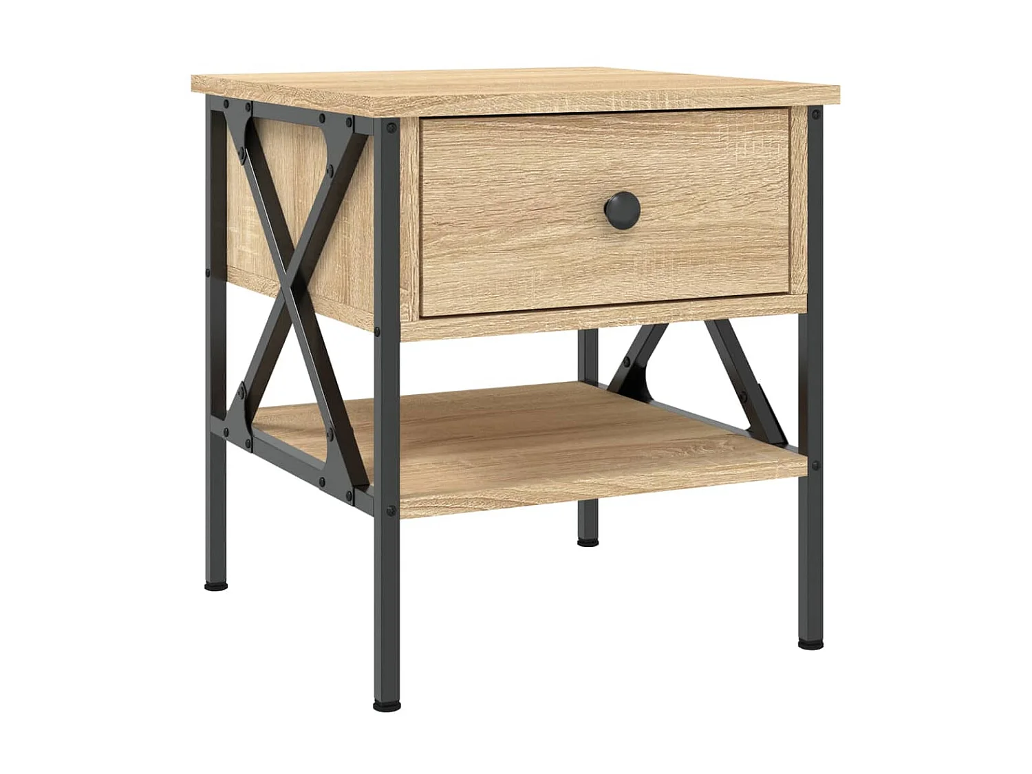 Lote de 2 Mesitas de noche madera ingeniería roble Sonoma 40x42x45 cm ES56010