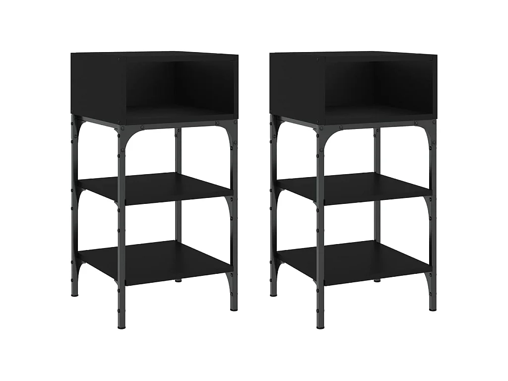 Comodini | Tavolini da notte | Tavolini da letto 2 pz Neri 35x34,5x70 cm in Legno Multistrato