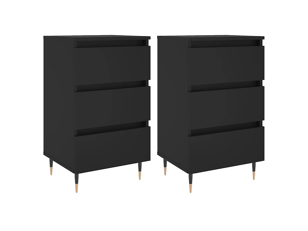 Nachtkastjes 2 st 40x35x69 cm bewerkt hout zwart NL41695