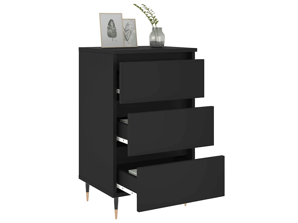 Nachtkastjes 2 st 40x35x69 cm bewerkt hout zwart NL41695