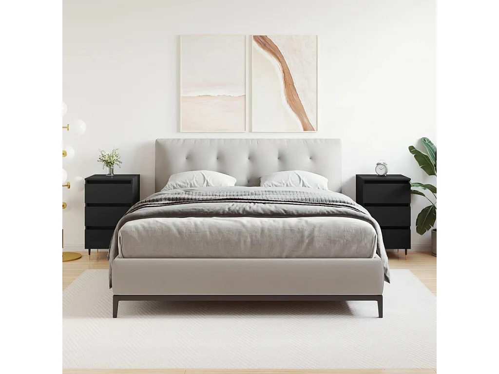 Nachtkastjes 2 st 40x35x69 cm bewerkt hout zwart NL41695