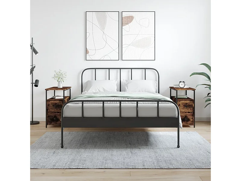 Nachtkastjes 2 st 30x60x60 cm bewerkt hout gerookt eikenkleurig NL47755