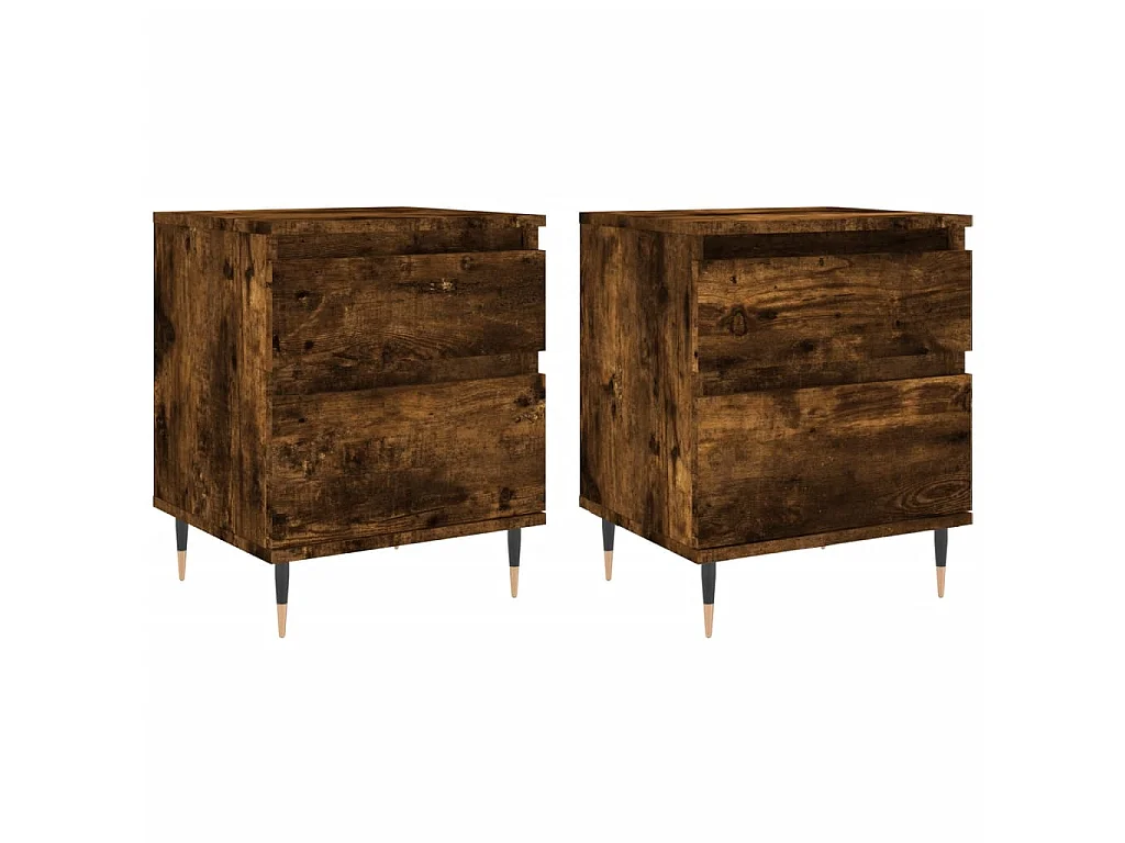 Nachtkastjes 2 st 40x35x50 cm bewerkt hout gerookt eikenkleurig NL48246