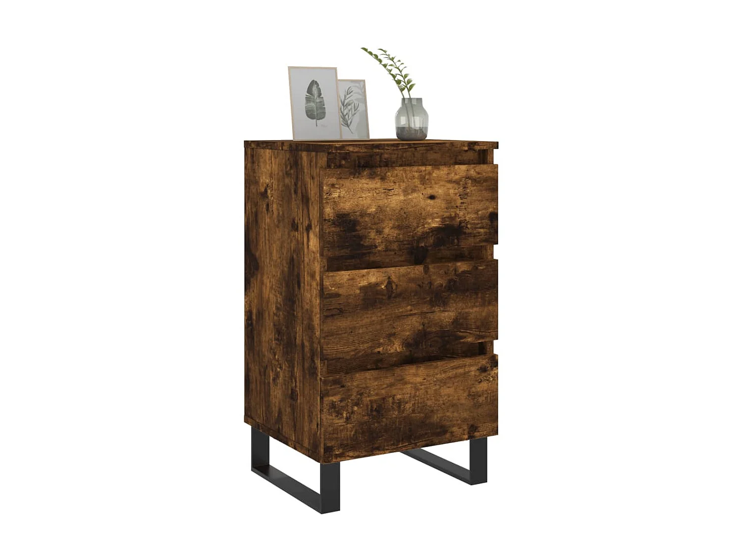 Lot de 2 Tables de chevet chêne fumé 40x35x69 cm bois ingénierie WVGQ4942