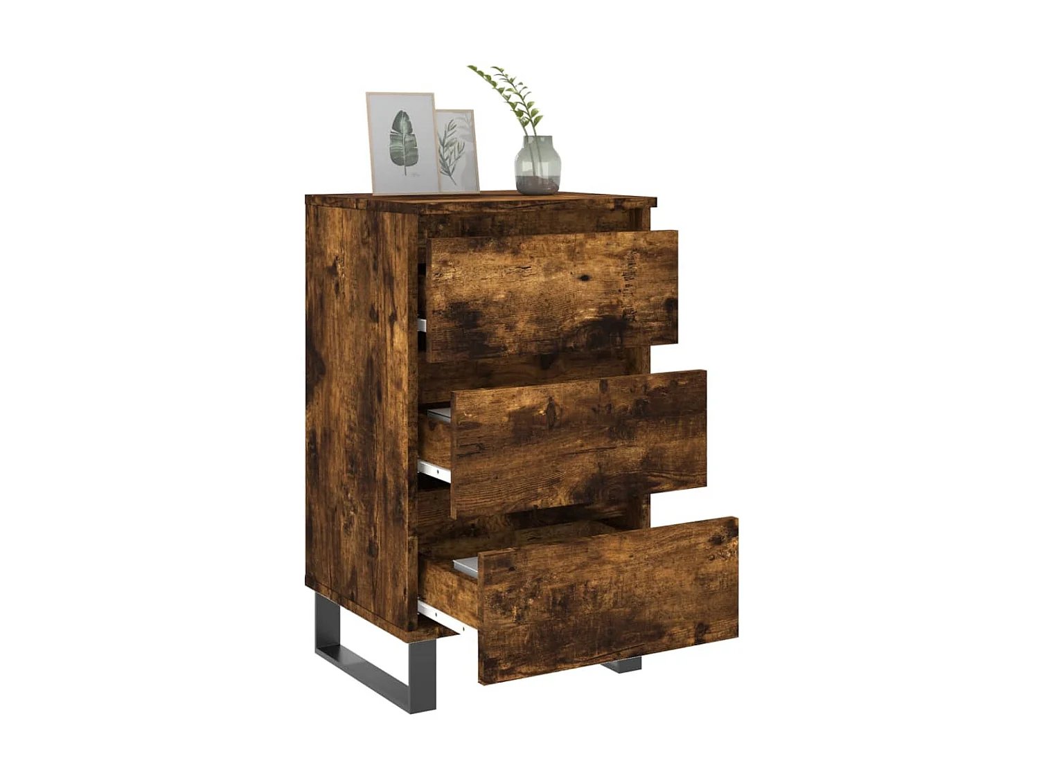 Lot de 2 Tables de chevet chêne fumé 40x35x69 cm bois ingénierie WVGQ4942