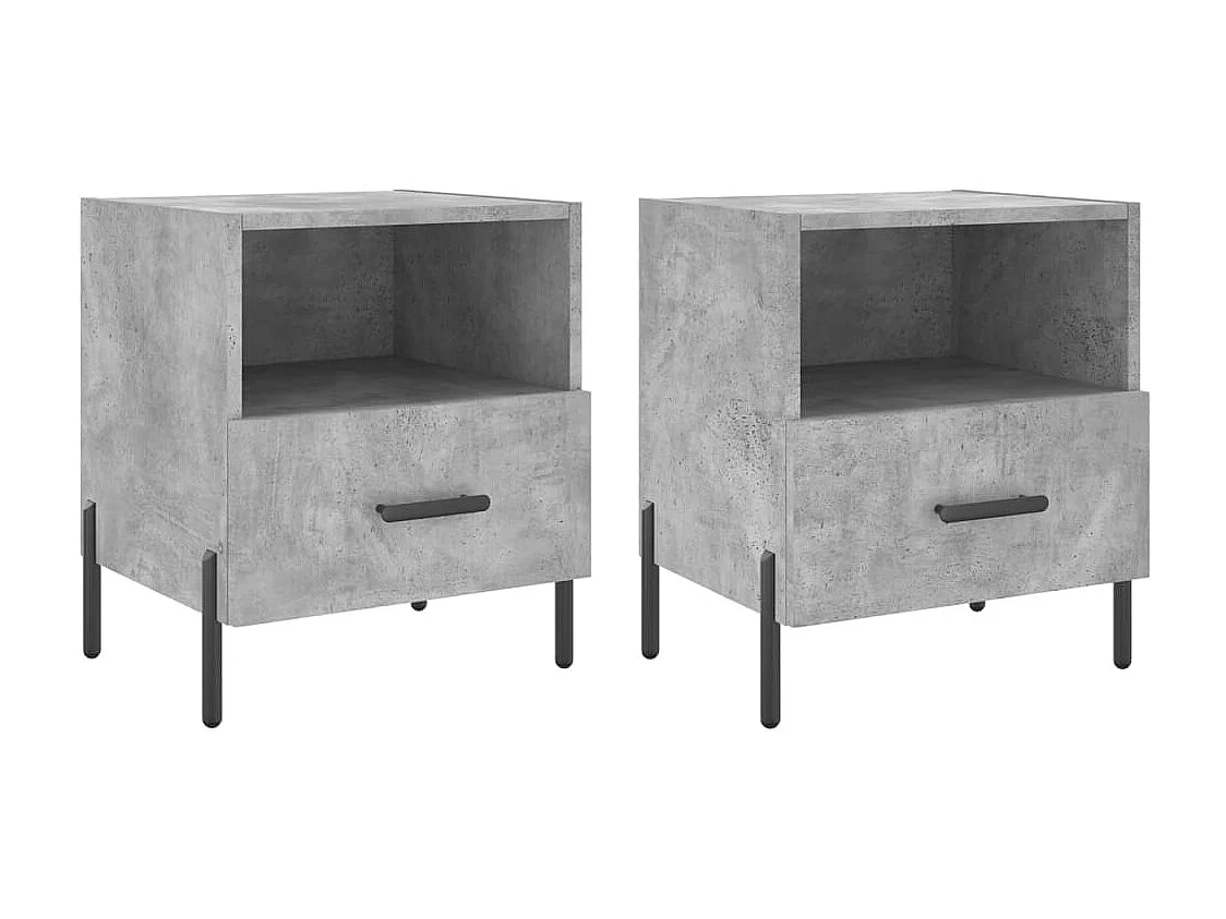 Lot de 2 Tables de chevet gris béton 40x35x47,5cm bois d’ingénierie WVGQ1025