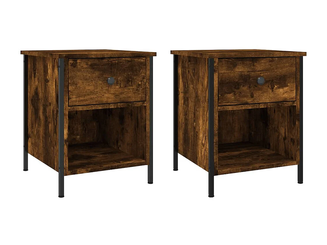 Lot de 2 Tables de chevet chêne fumé 40x42x50 cm bois ingénierie WVGQ7778