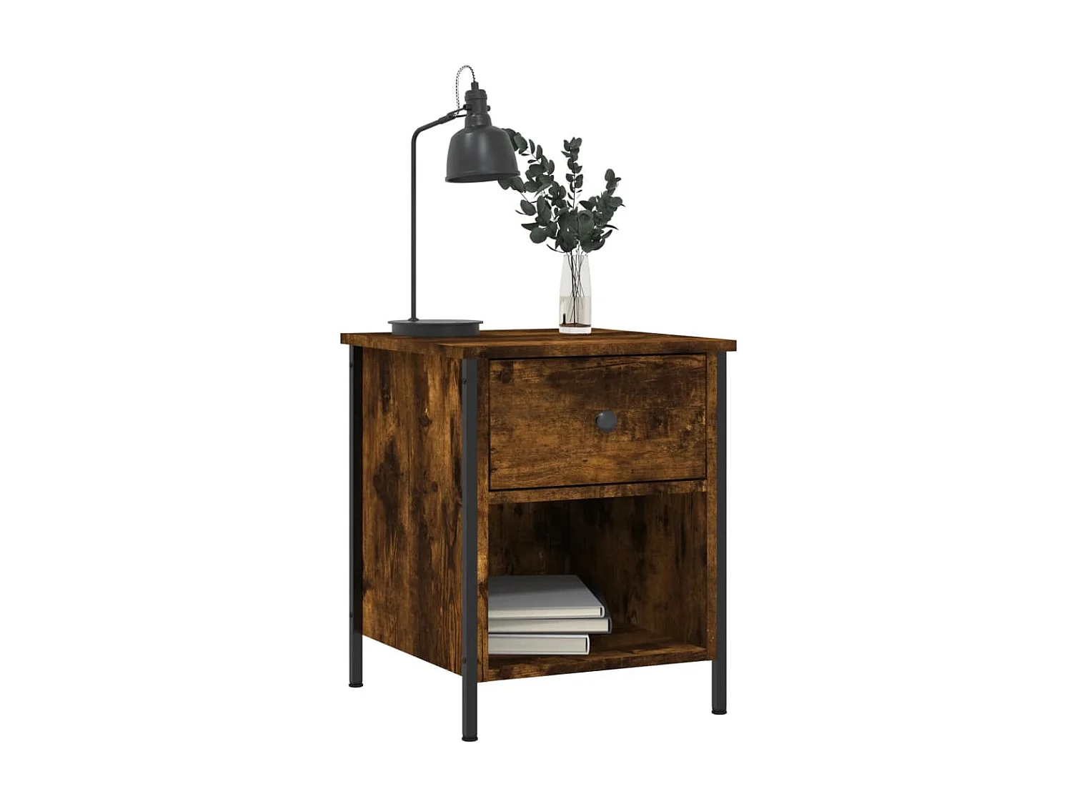 Lot de 2 Tables de chevet chêne fumé 40x42x50 cm bois ingénierie WVGQ7778