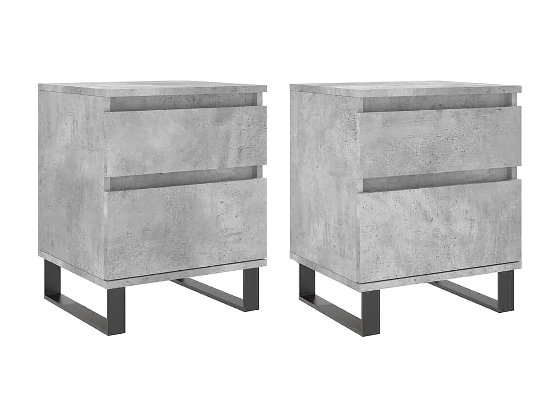Lot de 2 Tables de chevet gris béton 40x35x50 cm bois d’ingénierie WVGQ6373