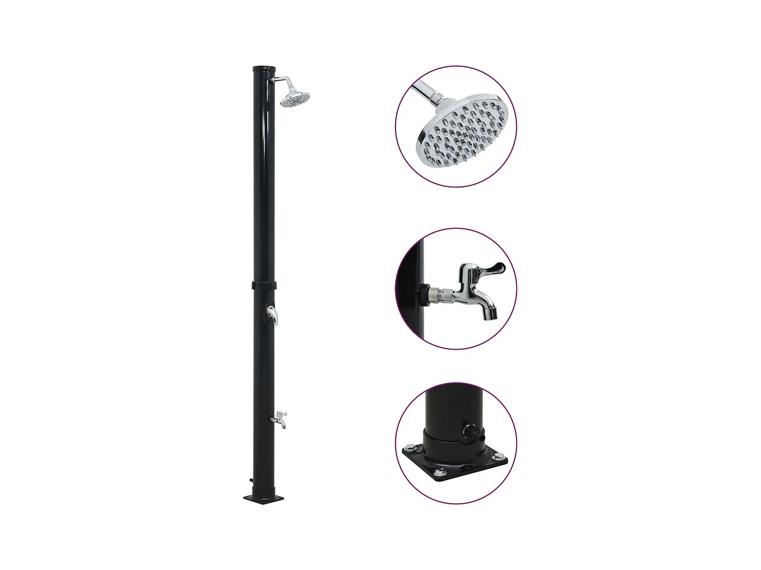 Douche solaire Noir 220 cm 20 L WVGQ6164