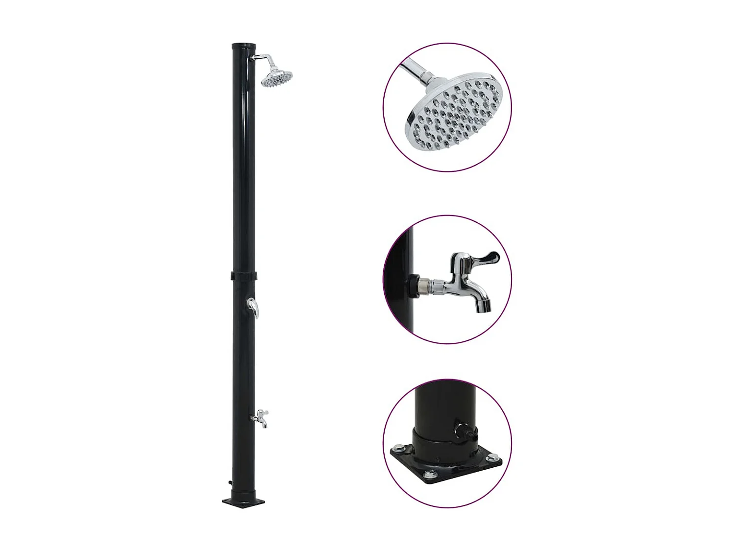 Douche solaire Noir 220 cm 20 L WVGQ6164